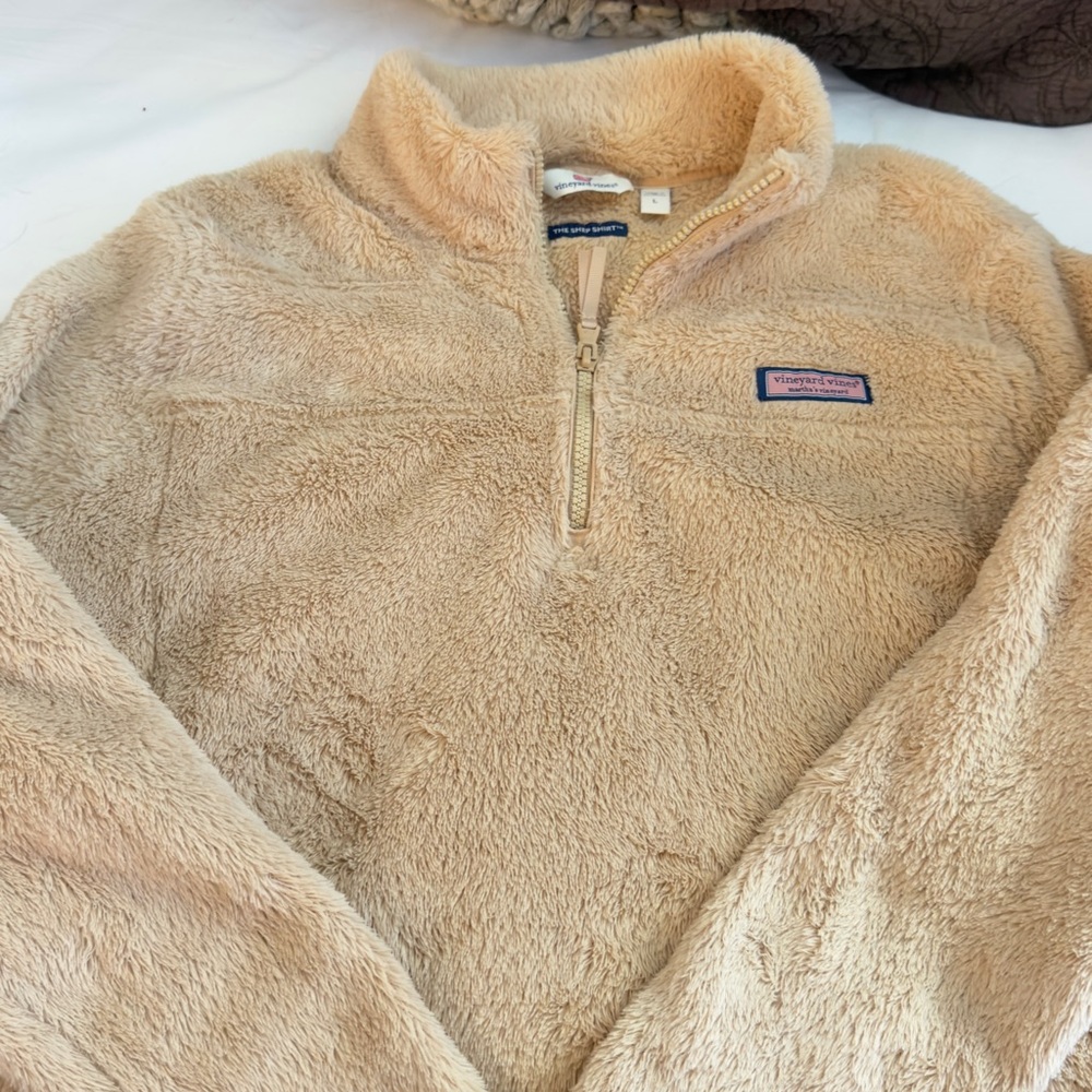 Vineyard Vines Tan Fleece Pullover